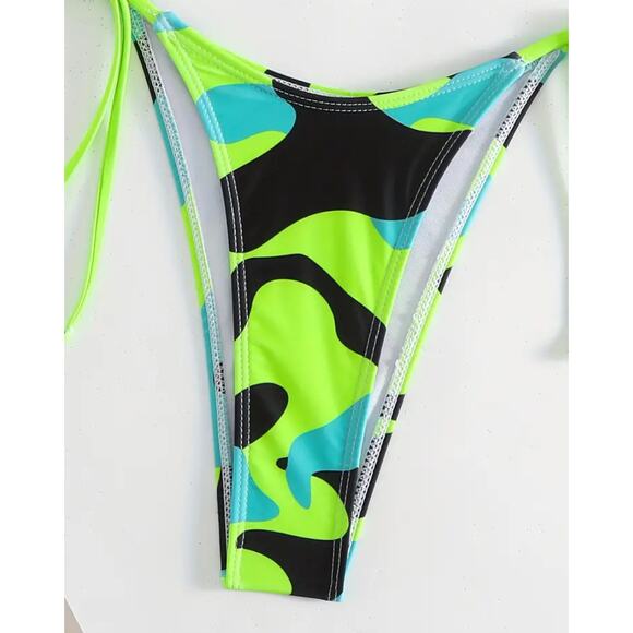 Camouflage Triangle Top Side Tie High Waist String Bikini Small - Picture 4 of 5
